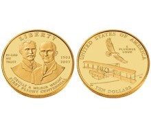 6. 2003 First Flight Centennial Gold Uncirculated Ten-Dollar Coin (USD $10), U.S. Legal Tender. Photo Credit: 2003 First Flight Centennial Gold Uncirculated Ten-Dollar Coin in Presentation Case (2E2) <http://catalog.usmint.gov/wcs/wcs_command/0,,cginame_a=ProductDisplay&querystring=prnbr;2E2+prmenbr;1000+cgnbr;4000+parentCategory;,00.html>, United States Legal Tender, United States Mint (http://www.USMint.com), United States Department of the Treasury (http://www.treas.gov), Government of the United States of America (USA).