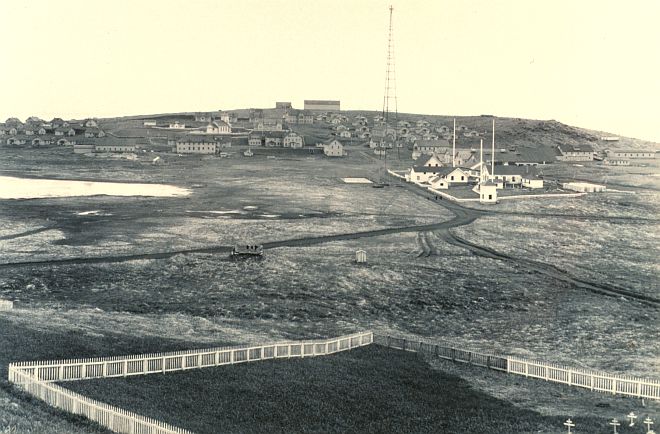 St. Paul Village on the Island of St. Paul in the Bering Sea, 1938. Pribilof Islands, State of Alaska, USA. Photo Credit: National Marine Fisheries Service, National Oceanic and Atmospheric Administration Photo Library (http://www.photolib.noaa.gov, line1693), America's Coastlines Collection, National Oceanic and Atmospheric Administration (NOAA, http://www.noaa.gov), United States Department of Commerce (http://www.commerce.gov), Government of the United States of America (USA).