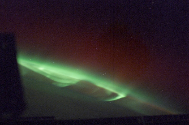 6. Beautiful Green and Slightly Red Aurora Australis (Southern Lights), April 24, 2003 As Seen From the International Space Station (Expedition 6). Photo Credit: NASA; ISS006-E-48424, Red and Green Aurora Australis, Stars, International Space Station (Expedition Six); Image Science and Analysis Laboratory, NASA-Johnson Space Center. 'Astronaut Photography of Earth - Display Record.' <http://eol.jsc.nasa.gov/scripts/sseop/photo.pl?mission=ISS006&roll=E&frame=48424>; National Aeronautics and Space Administration (NASA, http://www.nasa.gov), Government of the United States of America (USA).