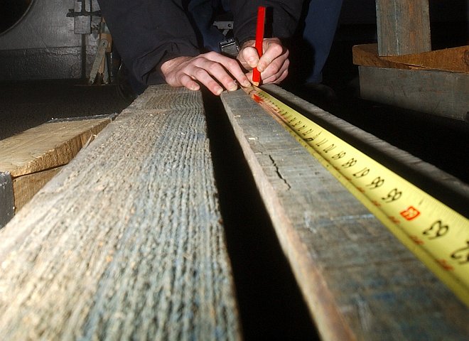 Before Cutting the Wood, It's Carefully Measured, April 11, 2005, United States Navy Aircraft Carrier USS Harry S. Truman (CVN 75) in the Atlantic Ocean. Photo Credit: Photographer's Mate Airman Greg Pierot, Navy NewsStand - Eye on the Fleet Photo Gallery (http://www.news.navy.mil/view_photos.asp, 050411-N-7405P-038), United States Navy (USN, http://www.navy.mil), United States Department of Defense (DoD, http://www.DefenseLink.mil or http://www.dod.gov), Government of the United States of America (USA).