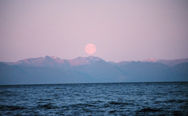 November 1991: Full Moon Rising in Chatham Strait, State of Alaska, USA. Photo Credit: Commander John Bortniak, NOAA Corps (retired); National Oceanic and Atmospheric Administration Photo Library (http://www.photolib.noaa.gov,corp1901), NOAA Corps Collection, NOAA Central Library, National Oceanic and Atmospheric Administration (NOAA, http://www.noaa.gov), United States Department of Commerce (http://www.commerce.gov), Government of the United States of America (USA).