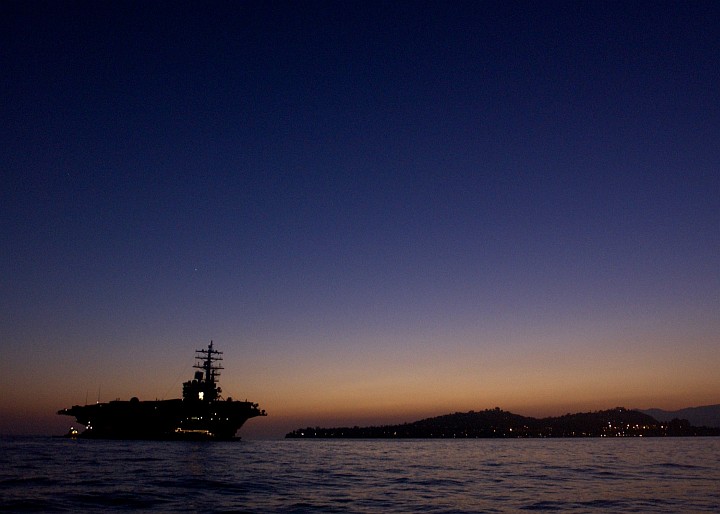 A Beautiful View of Dusk Turning Into Night as Seen From the Pacific Ocean, August 19, 2005. Off the Coast of Santa Barbara, State of California, USA. Photo Credit: Photographer's Mate 3rd Class Konstandinos Goumenidis, Navy NewsStand - Eye on the Fleet Photo Gallery (http://www.news.navy.mil/view_photos.asp, 050819-N-8213G-274), United States Navy (USN, http://www.navy.mil), United States Department of Defense (DoD, http://www.DefenseLink.mil or http://www.dod.gov), Government of the United States of America (USA).