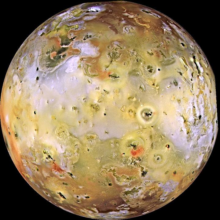 Io, One of Planet Jupiter's Many Moons, is the Most Volcanic Body in Our Solar System. Photo Credit: Galileo Mission (http://galileo.jpl.nasa.gov), Galileo Orbiter, September 7, 1996 and November 6, 1996; Planetary Photojournal (http://photojournal.jpl.nasa.gov, PIA00583), National Aeronautics and Space Administration (NASA, http://www.nasa.gov)/Jet Propulsion Laboratory (JPL, http://www.jpl.nasa.gov)/Space Science Institute (http://ciclops.org), Government of the United States of America.