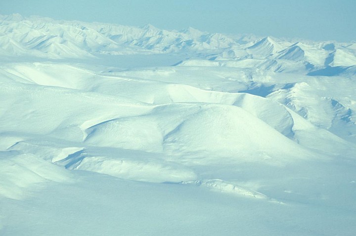 Pure White Snow Covers Mountains and the Noatak River at the Noatak National Preserve, State of Alaska, USA. Photo Credit: Jo Goldmann, Alaska Image Library, United States Fish and Wildlife Service Digital Library System (http://images.fws.gov, SL-02895), United States Fish and Wildlife Service (FWS, http://www.fws.gov), United States Department of the Interior (http://www.doi.gov), Government of the United States of America (USA).