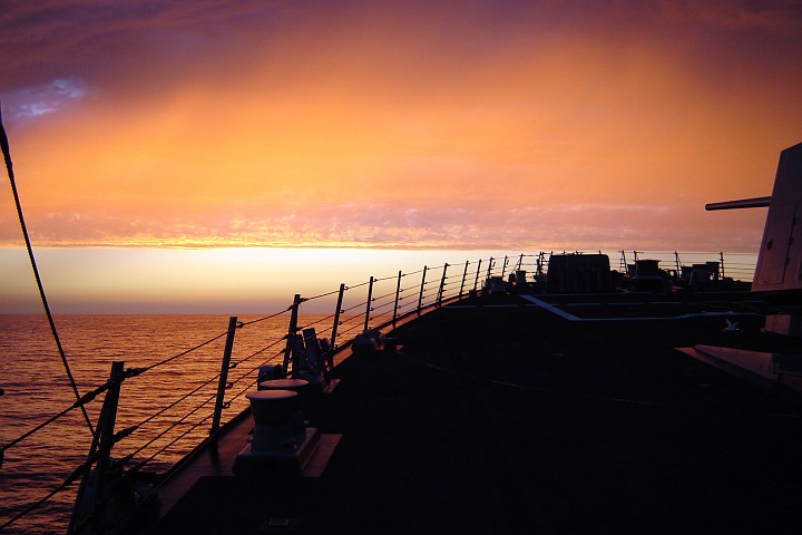 Very Beautiful Sunset Over the Pacific Ocean, September 19, 2005, State of California, USA. Photo Credit (Full size): Chief Fire Controlman Russell W. Evenson, Navy NewsStand - Eye on the Fleet Photo Gallery (http://www.news.navy.mil/view_photos.asp, 050919-N-5530E-001), United States Navy (USN, http://www.navy.mil); United States Department of Defense (DoD, http://www.DefenseLink.mil or http://www.dod.gov), Government of the United States of America (USA).