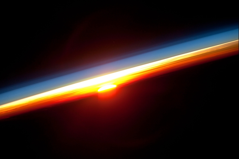 40. Earth's Colorful Horizon, January 3, 2010 at 12:27:52 GMT, As Seen From the International Space Station (Expedition Twenty-Two) While Orbiting Above the North Pacific Ocean, Latitude (LAT): 1.5, Longitude (LON): -114.6, Altitude (ALT): 181 Nautical Miles, Sun Azimuth (AZI): 113 degrees, Sun Elevation Angle (ELEV): -18 degrees. Photo Credit: NASA, International Space Station (Expedition 22), ISS022-E-16133; Image Science and Analysis Laboratory, NASA-Johnson Space Center. 'Astronaut Photography of Earth - Display Record.' <http://eol.jsc.nasa.gov/scripts/sseop/photo.pl?mission=ISS022&roll=E&frame=16109>; National Aeronautics and Space Administration (NASA, http://www.nasa.gov), Government of the United States of America (USA).