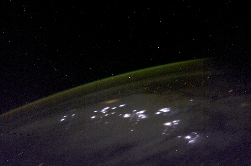 4. Southern Lights or Aurora Australis and Lightning, April 23, 2003 at 08:23:26.692 GMT As Seen From the International Space Station (Expedition 6). Photo Credit: NASA; ISS006-E-48196, Aurora Australis or Southern Lights, Lightning, International Space Station (Expedition Six); Image Science and Analysis Laboratory, NASA-Johnson Space Center. 'Astronaut Photography of Earth - Display Record.' <http://eol.jsc.nasa.gov/scripts/sseop/photo.pl?mission=ISS006&roll=E&frame=48196> National Aeronautics and Space Administration (NASA, http://www.nasa.gov), Government of the United States of America (USA).