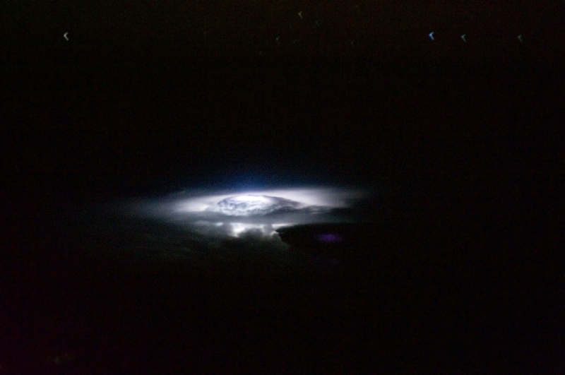 Lightning Over the Molucca Sea (In the Western Pacific Ocean), November 4, 2010 at 15:56:23 GMT, As Seen From the International Space Station (Expedition 25), Latitude (LAT): 2.5, Longitude (LON): 127.0, Altitude (ALT): 188 Nautical Miles, Sun Azimuth (AZI): 143 degrees, Sun Elevation Angle (ELEV): -74 degrees. Photo Credit: NASA, International Space Station (Expedition Twenty-Five), ISS025-E-16928; Image Science and Analysis Laboratory, NASA-Johnson Space Center. 'Astronaut Photography of Earth - Display Record.' <http://eol.jsc.nasa.gov/scripts/sseop/photo.pl?mission=ISS025&roll=E&frame=16928>; National Aeronautics and Space Administration (NASA, http://www.nasa.gov), Government of the United States of America (USA).