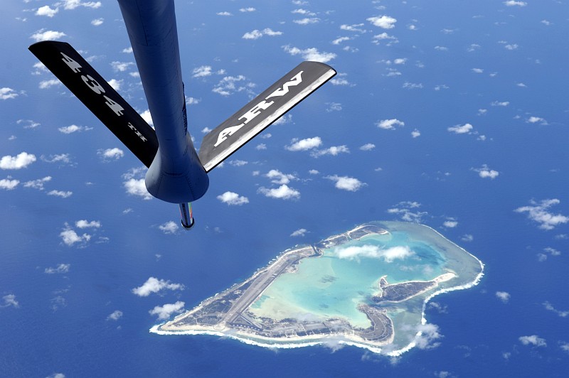 Aerial View of Wake Island, USA, an Atoll In the North Pacific Ocean. Photo Credit: Tech. Sgt. Shane A. Cuomo, Air Force Link - Photos (http://www.af.mil/photos, 061215-F-2034C-001, "Fuel for the Pacific"), United States Air Force (USAF, http://www.af.mil), United States Department of Defense (DoD, http://www.DefenseLink.mil or http://www.dod.gov), Government of the United States of America (USA).
