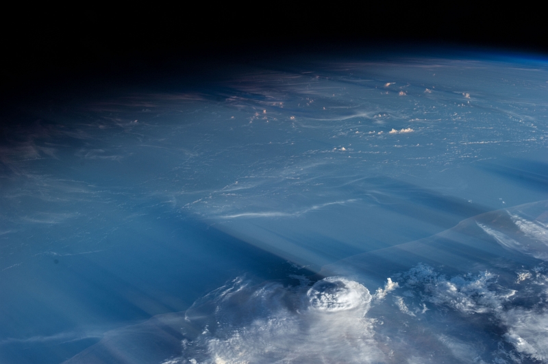 3. Clouds and Shadows: May 5, 2013 at 14:33:54 GMT, As Seen From the International Space Station (Expedition 35), Orbiting Above the Gulf of Aden at (LAT): 13.3, Longitude (LON): 46.7, Altitude (ALT): 221 Nautical Miles, Sun Azimuth (AZI): 285 degrees, Sun Elevation Angle (ELEV): 7 degrees. Photo Credit: NASA; ISS035-E-34692, Near East, Middle East, International Space Station (Expedition Thirty-Five); Image Science and Analysis Laboratory, NASA-Johnson Space Center. "Astronaut Photography of Earth - Display Record." <http://eol.jsc.nasa.gov/scripts/sseop/photo.pl?mission=ISS035&roll=E&frame=34692>; National Aeronautics and Space Administration (NASA, http://www.nasa.gov), Government of the United States of America (USA).