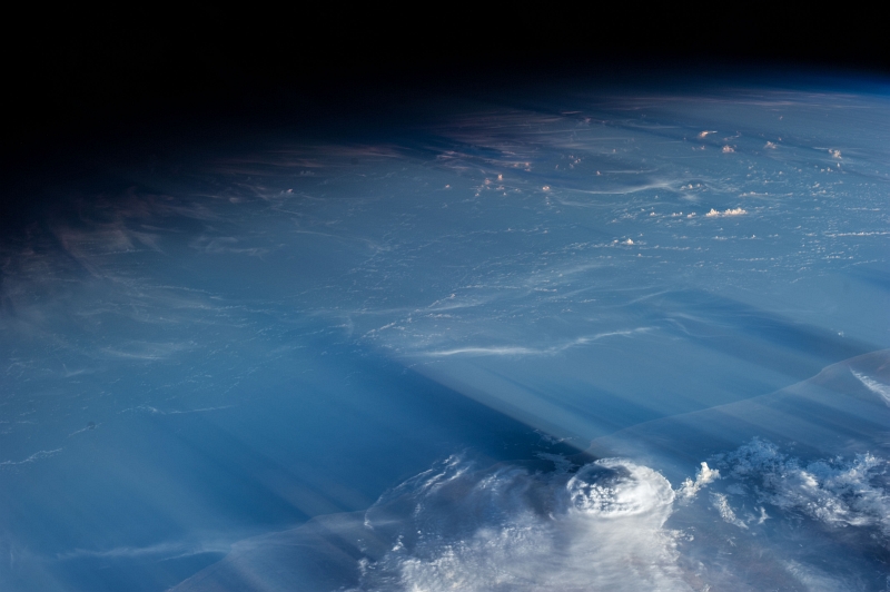 4. Clouds and Shadows: May 5, 2013 at 14:33:56 GMT, As Seen From the International Space Station (Expedition 35), Orbiting Above the Gulf of Aden at (LAT): 13.2, Longitude (LON): 46.7, Altitude (ALT): 221 Nautical Miles, Sun Azimuth (AZI): 285 degrees, Sun Elevation Angle (ELEV): 7 degrees. Photo Credit: NASA; ISS035-E-34693, Middle East, Near East, International Space Station (Expedition Thirty-Five); Image Science and Analysis Laboratory, NASA-Johnson Space Center. "Astronaut Photography of Earth - Display Record." <http://eol.jsc.nasa.gov/scripts/sseop/photo.pl?mission=ISS035&roll=E&frame=34693>; National Aeronautics and Space Administration (NASA, http://www.nasa.gov), Government of the United States of America (USA).