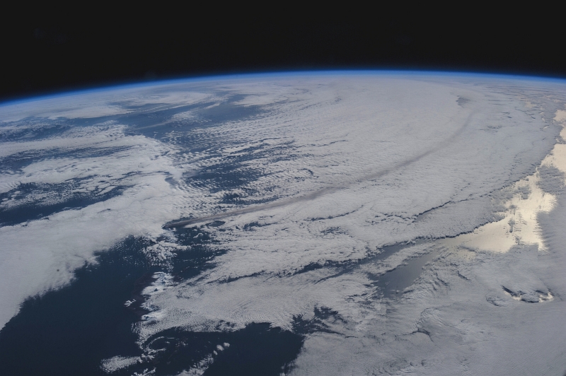 3. The Long Plume From the Volcanic Eruption of Mount Pavlof Casts A Shadow On the Clouds, May 18, 2013 at 17:38:29 GMT, State of Alaska, USA, As Seen From the International Space Station (Expedition 36) While Orbiting Over the North Pacific Ocean. Photo Credit: NASA; ISS036-E-2780, Earth's atmospheric limb, International Space Station (Expedition 36); Image Science and Analysis Laboratory, NASA-Johnson Space Center. 'The Gateway to Astronaut Photography of Earth.' <http://eol.jsc.nasa.gov/scripts/sseop/photo.pl?mission=ISS036&roll=E&frame=2780>; National Aeronautics and Space Administration (NASA, http://www.nasa.gov), Government of the United States of America (USA).
