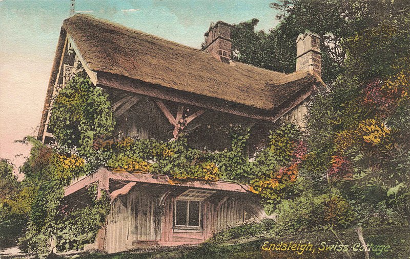 File:Postcard of the Swiss cottage in Endsleigh, Tavistock, Devon.jpg