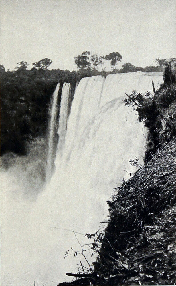 A photograph of a huge waterfall.