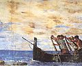 Rowing men. Fresco. Napoli, Aquarium, detail