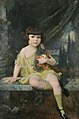 Douglas Volk,Young Girl in Yellow Dress Holding her Doll