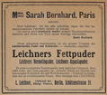 Ludwig Leichner wirbt mit Sarah Bernhardt, 1907