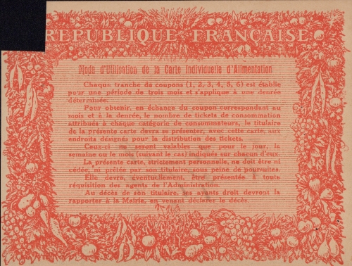 Carte individuelle d'alimentation 1918