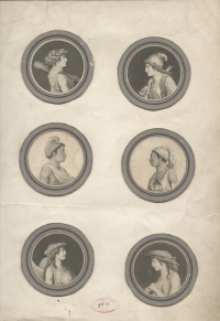 Planche de six portraits en mdaillons