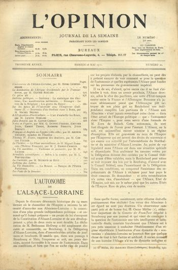 L'Opinion 28 mai 1910 - H. Lichtenberger