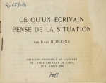 Ce qu'un crivain pense de la situation (avril 1940)