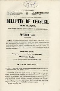 Bulletin de Censure - Novembre 1846