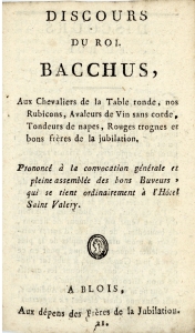 Discours du roi Bacchus, page de titre