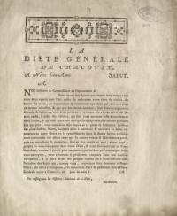 Lettres Patentes de la trs vridique cour de Cracovie, p. 1