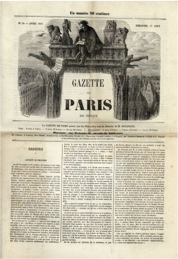 Gazette de Paris - 17 aot 1856.