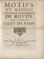 Motifs et raisons principales du Parlement de Rouen...