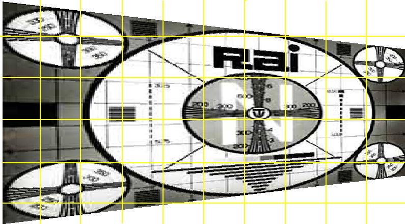 [un monoscopio Rai deformato anamorficamente]