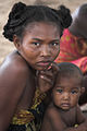 Girl and child of the Malagasy people of Madagascar (of Black African and Southeast Asian ancestry)