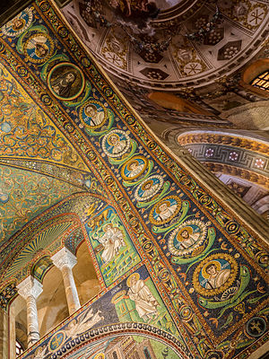 UNESCO World heritage site Basilica of San Vitale - triumphal arch mosaics.