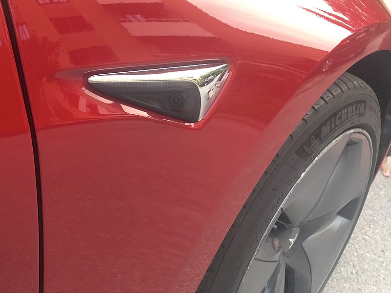 File:Tesla Model 3 rear-facing side camera.jpg