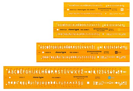 Standardgraph 2.5 to 7mm lettering guides for technical drawings