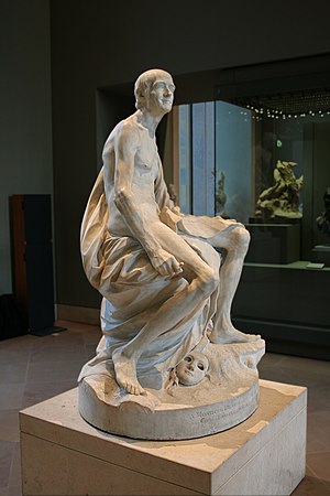 Statue of Voltaire naked by Pigalle, Louvre Museum