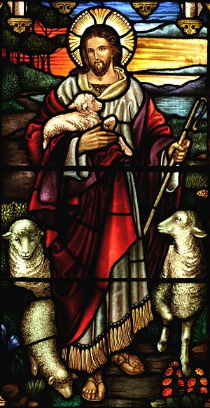 Jesus image on church window