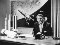 von Braun in his office at Marshall Space Flight Center