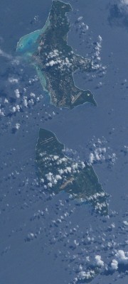 6. Saipan, Commonwealth of the Northern Mariana Islands (USA), and Tinian, Commonwealth of the Northern Mariana Islands (USA). Earth Sciences and Image Analysis, NASA-Johnson Space Center. 8 December 2003. "Astronaut Photography of Earth - Quick View." <http://eol.jsc.nasa.gov/scripts/sseop/QuickView.pl?directory=ESC&ID=ISS007-E-5424>; National Aeronautics and Space Administration (NASA, http://www.nasa.gov), Government of the United States of America (USA).