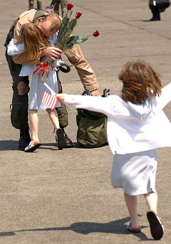 3. Two very happy little girls greeting their father, May 1, 2003. Naval Air Facility Atsugi, Nippon-koku (Nihon-koku) - Japan. Photo Credit: Photographer's Mate 2nd Class Michael A. Damron, Navy NewsStand - Eye on the Fleet Photo Gallery (http://www.news.navy.mil/view_photos.asp, 030501-N-0252D-001), United States Navy (USN, http://www.navy.mil), United States Department of Defense (DoD, http://www.DefenseLink.mil or http://www.dod.gov), Government of the United States of America (USA).