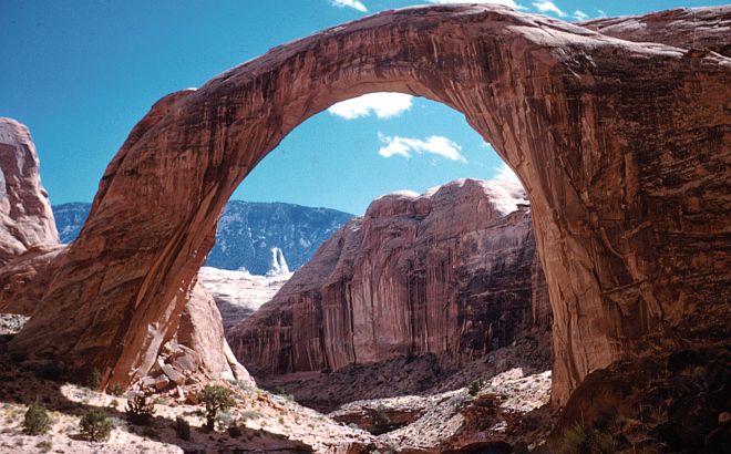 Rainbow Bridge National Monument, 1959. State of Utah, USA. Photo Credit: Digital File: hwr00034, ID. Hansen, W.R. 34ct; U.S. Geological Survey Photo Library - Earth Science Photographic Archive (http://libraryphoto.er.usgs.gov), United States Geological Survey (USGS, http://www.usgs.gov), United States Department of the Interior (http://www.doi.gov), Government of the United States of America (USA).
