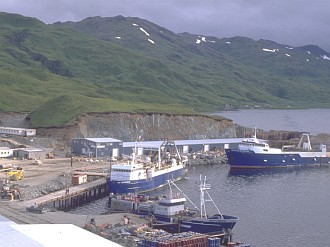 2. U. S. ENTERPRISE and the SEATTLE ENTERPRISE tied up at Dutch Harbor, Unalaska, State of Alaska, USA. Photo Credit: Alaska Fisheries Science Center, Marine Observer Program, National Oceanic and Atmospheric Administration Photo Library (http://www.photolib.noaa.gov, fish0330), Fisheries Collection, National Oceanic and Atmospheric Administration (NOAA, http://www.noaa.gov), United States Department of Commerce (http://www.commerce.gov), Government of the United States of America (USA).