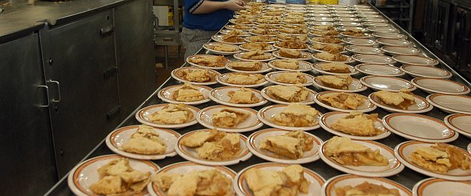 Placing a Slice of Apple Pie Plate by Plate, November 25, 2004, Aboard the U.S. Navy USS Harry S. Truman, Persian Gulf. Photo Credit: Photographer's Mate Rome J Toledo, Navy NewsStand - Eye on the Fleet Photo Gallery (http://www.news.navy.mil/view_photos.asp, 041125-N-4584T-006), United States Navy (USN, http://www.navy.mil), United States Department of Defense (DoD, http://www.DefenseLink.mil or http://www.dod.gov), Government of the United States of America (USA).