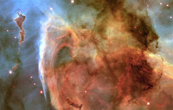 The Keyhole Nebula - Carina Nebula (NGC 3372). Photo Credit: Light and Shadow in the Carina Nebula, April 1999 (Released: February 3, 2000), STScI-2000-06, NASA's Earth-orbiting Hubble Space Telescope (http://HubbleSite.org); The Hubble Heritage Team (STScI/AURA), National Aeronautics and Space Administration (NASA, http://www.nasa.gov), Government of the United States of America (USA).