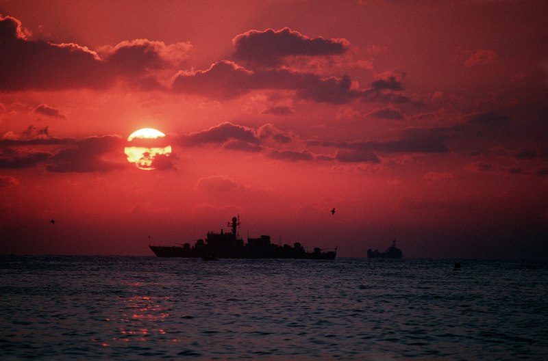 23. Sunset, September 1, 1989, Ratcha Anachak Thai - Kingdom of Thailand. Photo Credit: United States Navy (USN, http://www.navy.mil); Defense Visual Information Center (DVIC, http://www.DoDMedia.osd.mil, DNST9005478), United States Department of Defense (DoD, http://www.DefenseLink.mil or http://www.dod.gov), Government of the United States of America (USA).