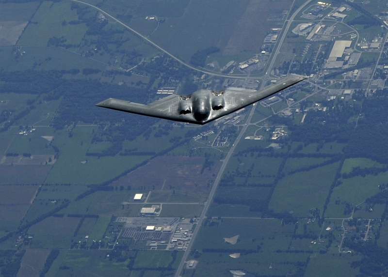48. U.S. Air Force B-2 Spirit Stealth Bomber During A Refueling Operation, July 15, 2008, State of Kansas, USA. Photo Credit: Airman 1st Class Wesley Farnsworth, United States Air Force; Defense Visual Information (DVI, http://www.DefenseImagery.mil, 080715-F-AV193-029) and United States Air Force (USAF, http://www.af.mil), United States Department of Defense (DoD, http://www.DefenseLink.mil or http://www.dod.gov), Government of the United States of America (USA).