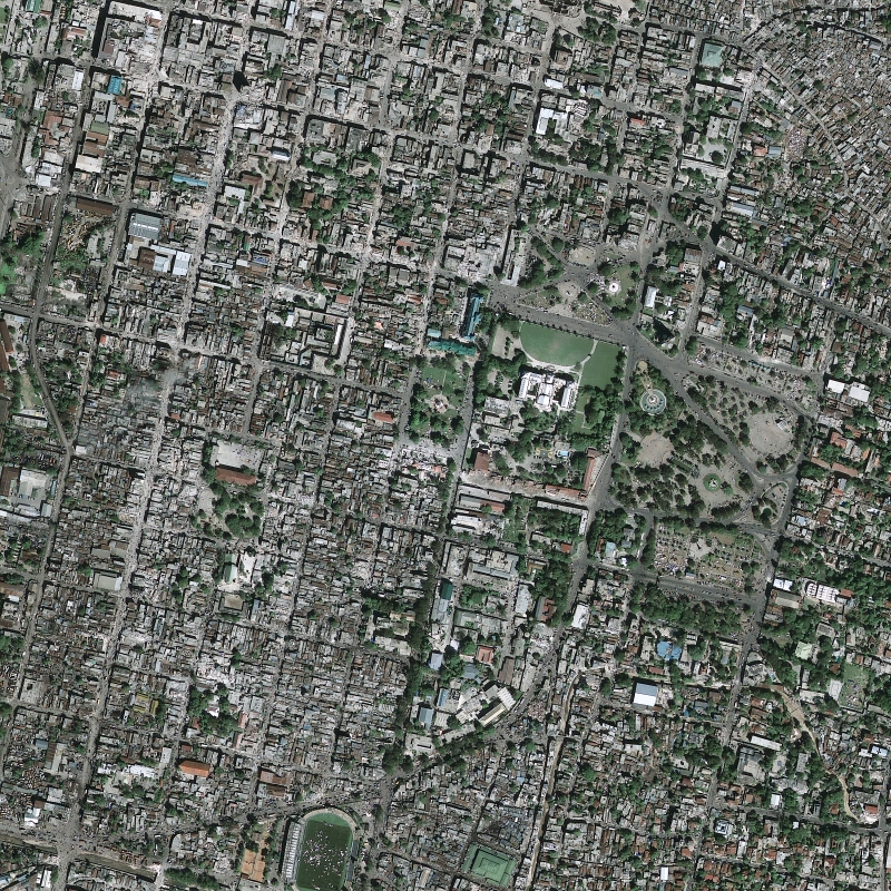 10. The View From Space of the Catastrophic and Extensive Damage to Port-au-Prince, Rpublique d'Hati (Repiblik d' Ayiti) - Republic of Haiti, As Seen From the GeoEye GeoEye-1 Satellite (Half-Meter or .50 Resolution) at 10:27 a.m. EST on January 13, 2010. Satellite image courtesy of GeoEye. Photo Credit: GeoEye (http://GeoEye.com); The photograph 'was taken by the GeoEye-1 satellite from 423 miles [681 kilometers] in space at 10:27 a.m. EST on Jan. 13, 2010 as it moved from north to south over the Caribbean at a speed of four miles [6.4 kilometers] per second.'