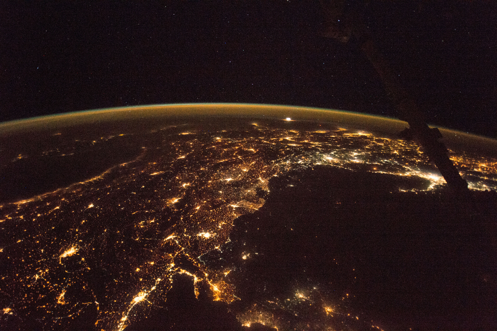 Photoset 1, Photograph 7. November 12, 2017 at 21:37:17 GMT, ISS053-E-218011, As Seen From the International Space Station (Expedition 53), Latitude: 34.2, Longitude: 32.7, Altitude: 215 Nautical Miles, Sun Azimuth: 3 degrees, Sun Elevation Angle: -74 degrees. Photo Credit: NASA; ISS053-E-218011, International Space Station (Expedition 53); Image courtesy of the Earth Science and Remote Sensing Unit, NASA Johnson Space Center, https://eol.jsc.nasa.gov. National Aeronautics and Space Administration (NASA, http://www.nasa.gov), Government of the United States of America (USA).