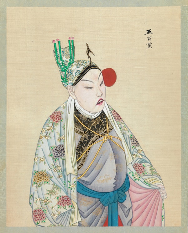 Portrait on silk of opera character