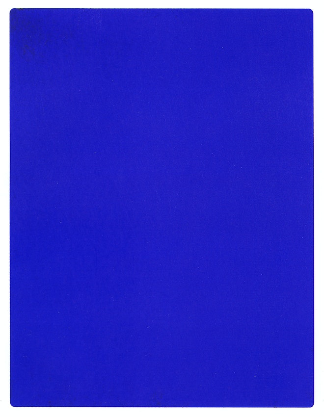 Yves Klein blue IKB 191)
caption={Yves Klein, *IKB 191*, 1962, one of a number of works Klein painted with International Klein Blue — <a href=_https_/commons.wikimedia.org/wiki/File_IKB_191.jpg__Source_/a_.html (Not public domain)